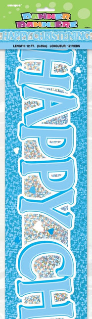 Blauwe Banner Happy Christening 3,65m van Unique koop je bij Partywinkel