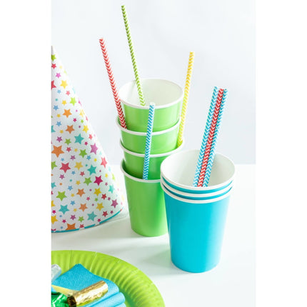 Blauwe Bekers Karton 350ml 8st van Folat koop je bij Partywinkel