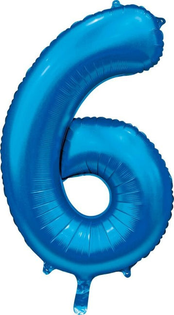Blauwe Cijfer Ballon 6 Jaar Glans 86cm van WeFiesta koop je bij Partywinkel