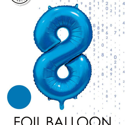 Blauwe Cijfer Ballon 8 Jaar Glans 86cm van WeFiesta koop je bij Partywinkel