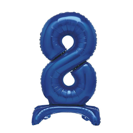 Blauwe Cijfer Ballon 8 Jaar Met Standaard 76cm van Unique koop je bij Partywinkel