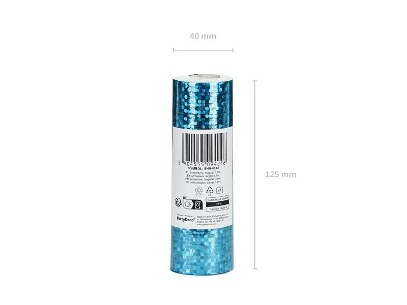 Blauwe Serpentine Holografisch 3,8m van Partydeco koop je bij Partywinkel