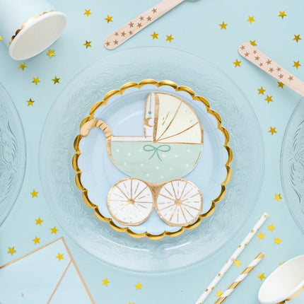 Blauwe Servetten Kinderwagen 14cm 20st van Partydeco koop je bij Partywinkel