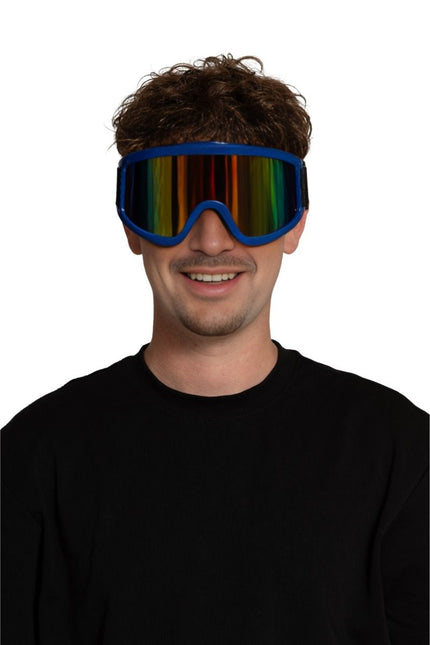 Blauwe Skibril Holografisch van Partychimp koop je bij Partywinkel