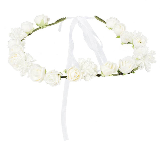 Bloemen Haarband Wit Deluxe - Partywinkel - 8712026522221