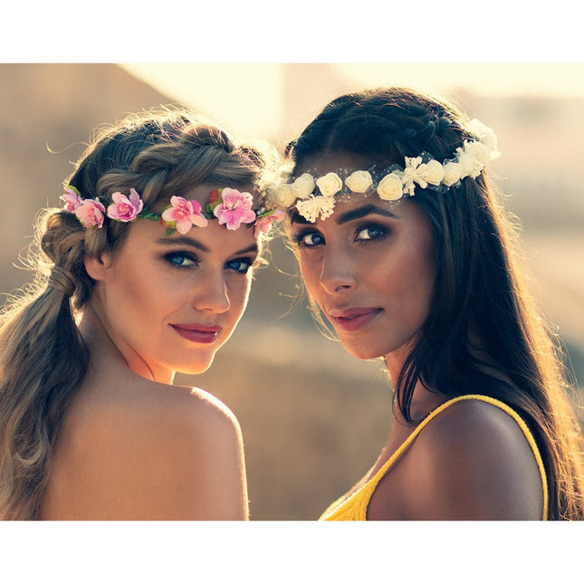 Bloemen Haarband Wit Deluxe - Partywinkel - 8712026522221