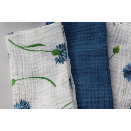 Bloemen Servetten Groen Blauw Katoen 40cm 4st van CHAKS koop je bij Partywinkel