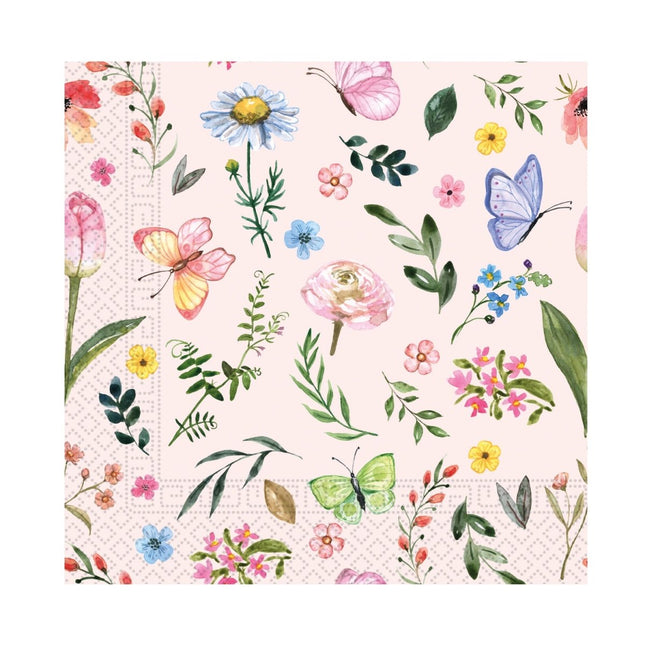 Bloemen Servetten Lichtroze 25cm 20st van Procos koop je bij Partywinkel