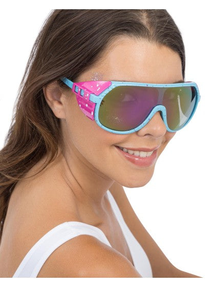 Gafas de fiesta retro azules y rosas, 15 cm