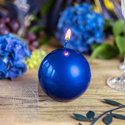Bolkaarsen Blauw Metallic 8cm 6st van Partydeco koop je bij Partywinkel
