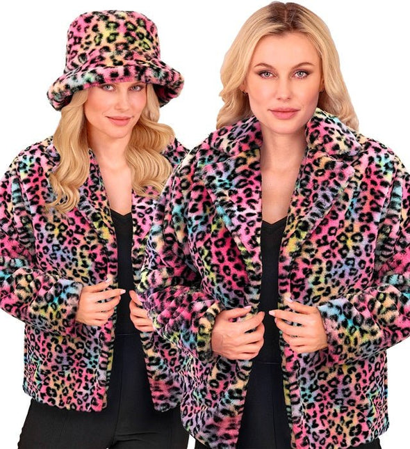 Bontjas Dames Pluche Luipaard Multi van Widmann koop je bij Partywinkel