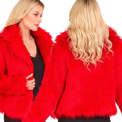 Bontjas Dames Pluche Rood van Widmann koop je bij Partywinkel
