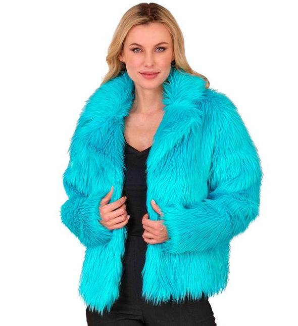 Bontjas Dames Pluche Turquoise van Widmann koop je bij Partywinkel