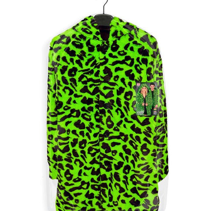 Bontjas Met Muts Pluche Luipaard Neon van Widmann koop je bij Partywinkel