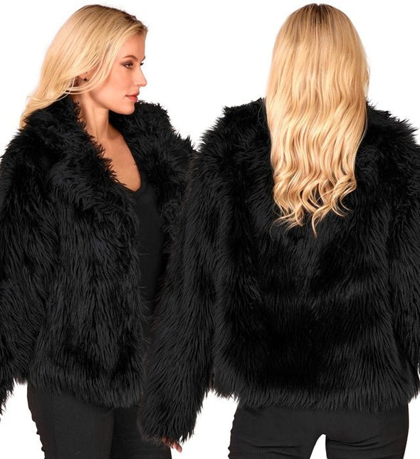 Bontjas Pluche Dames Zwart van Widmann koop je bij Partywinkel