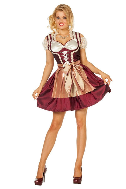 Bordeaux Rode Dirndl Jurk Oktoberfest Dames van Wilbers & Wilbers koop je bij Partywinkel