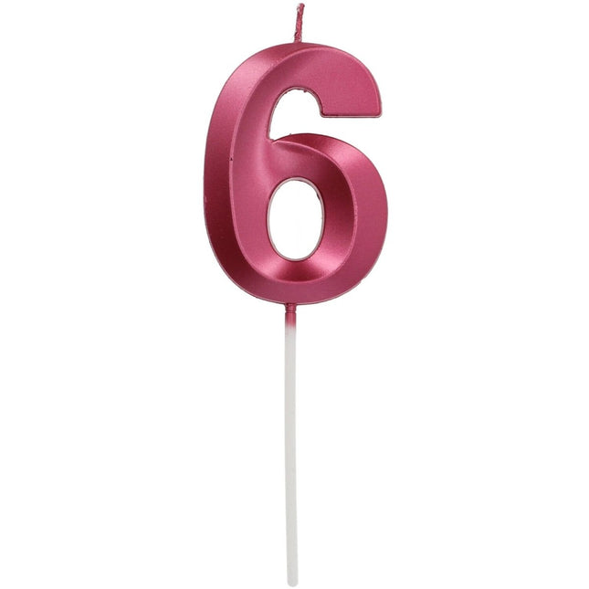 Bordeaux Rode Kaars 6 Jaar 7cm van Folat koop je bij Partywinkel