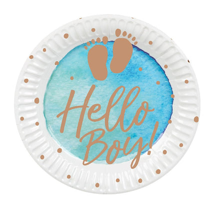 Borden Hello Boy Papier 23cm 10st van Boland koop je bij Partywinkel
