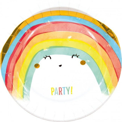 Borden Regenboog Party 23cm 8st van Procos koop je bij Partywinkel