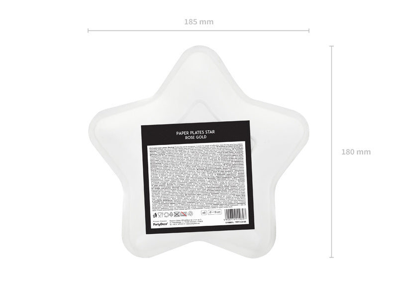Borden Ster Rose Goud 18cm 6st van Partydeco koop je bij Partywinkel