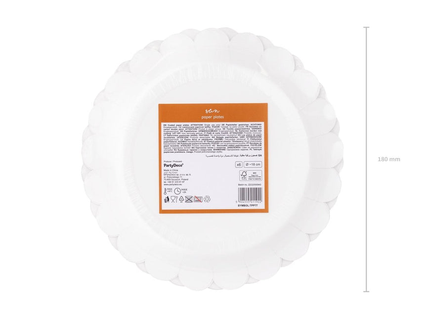 Borden Zon 18cm 6st van Partydeco koop je bij Partywinkel