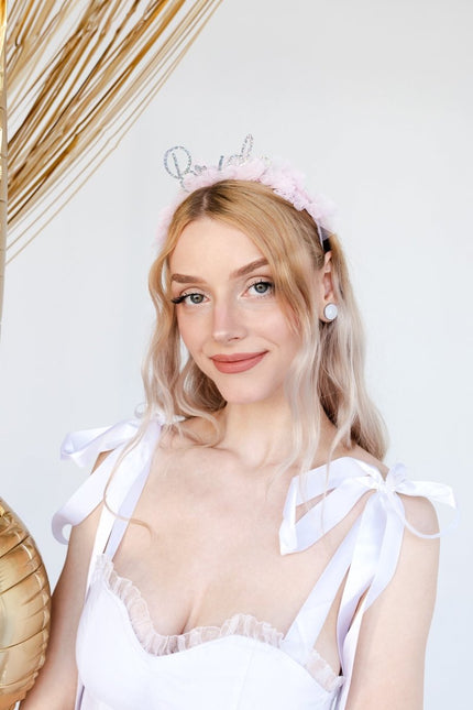 Bride Haarband Roze Zilver van Partydeco koop je bij Partywinkel