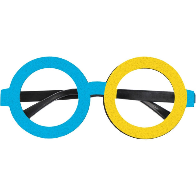Bril Colorblock Blauw/Geel van Folat koop je bij Partywinkel