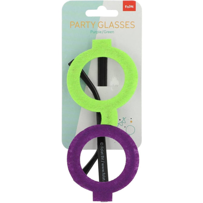 Bril Colorblock Paars/Groen van Folat koop je bij Partywinkel