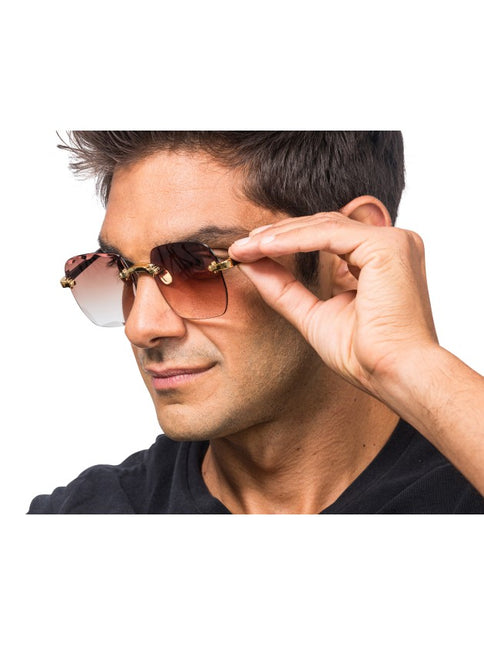 Gafas marrones sin montura con degradado de color