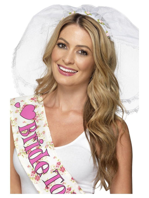 Bruid Sluier Bloemen van Smiffys koop je bij Partywinkel