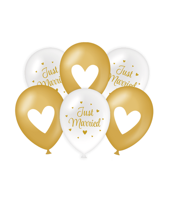 Bruiloft Ballonnen Wit Goud 30cm - Partywinkel - 8716764239649