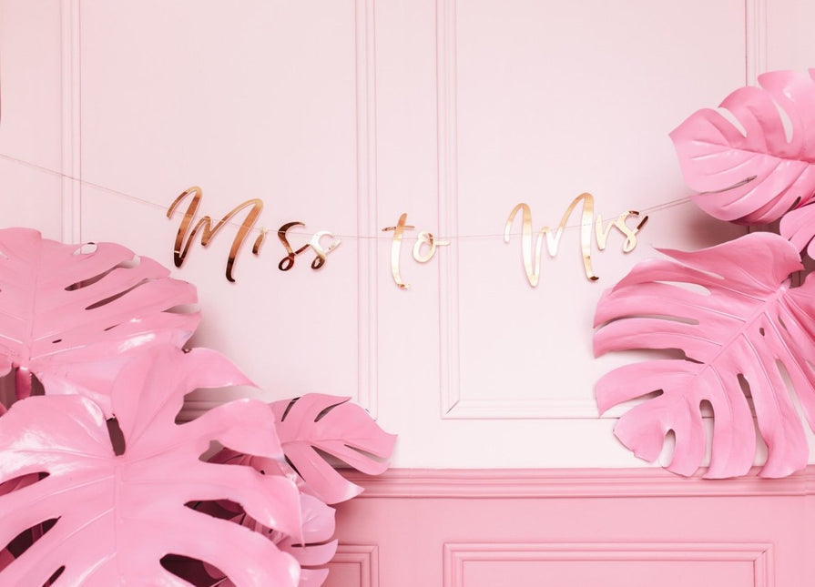 Bruiloft Slinger Miss to Mrs, Rose Goud 76cm van Partydeco koop je bij Partywinkel