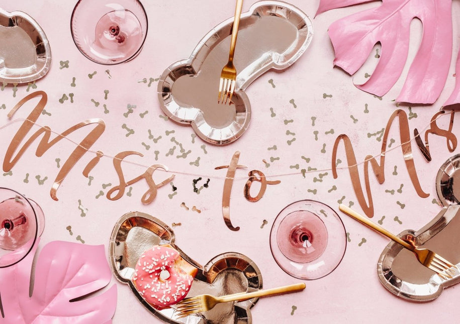 Bruiloft Slinger Miss to Mrs, Rose Goud 76cm van Partydeco koop je bij Partywinkel