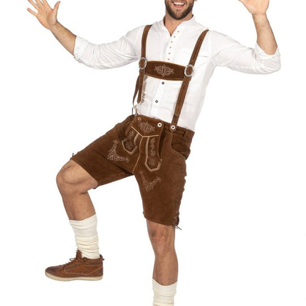 Bruine Lederhose Heren Kort van Wilbers & Wilbers koop je bij Partywinkel