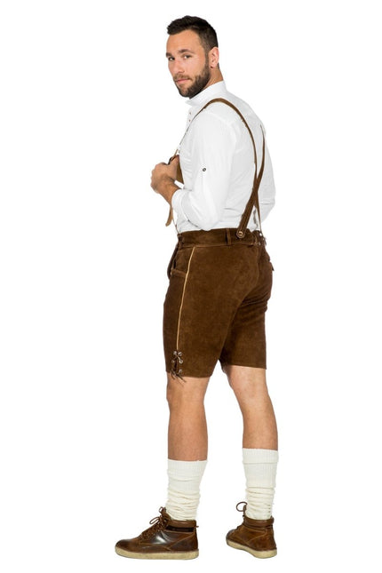 Bruine Lederhose Heren Kort van Wilbers & Wilbers koop je bij Partywinkel