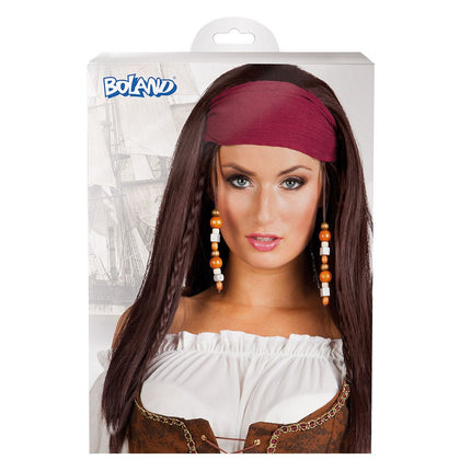 Bruine Piraten Pruik Trinity Met Bandana van Boland koop je bij Partywinkel