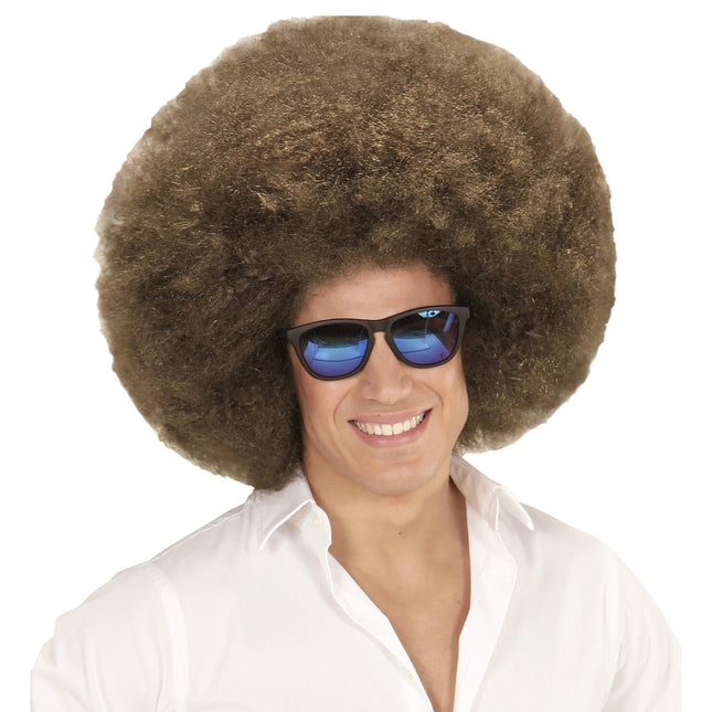 Bruine Pruik Afro Extra Groot van Widmann koop je bij Partywinkel