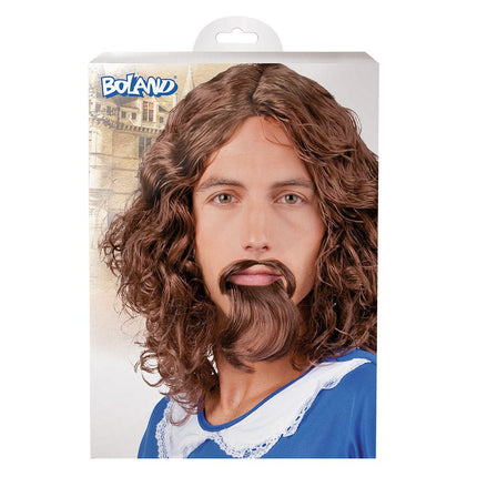 Bruine Pruik Musketier Met Snor En Baard van Boland koop je bij Partywinkel