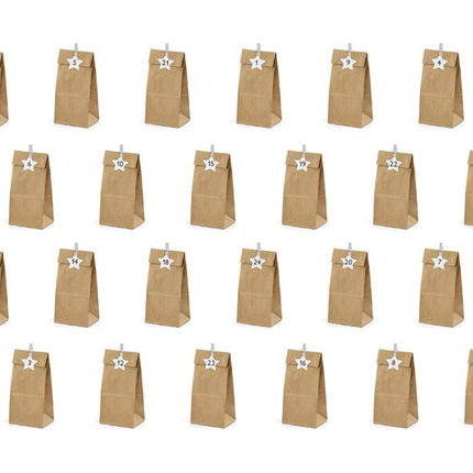 Bruine Uitdeelzakjes Papier 24st van Partydeco koop je bij Partywinkel