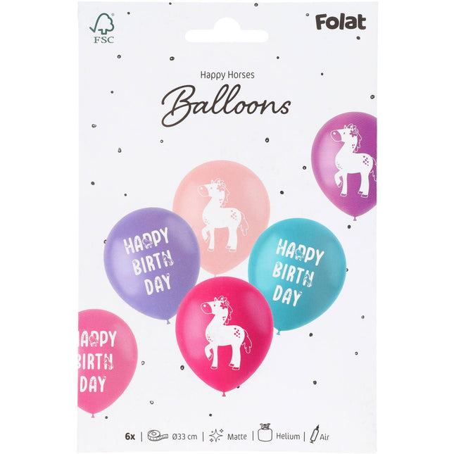 Globos Feliz Cumpleaños Caballos 33cm 6pcs