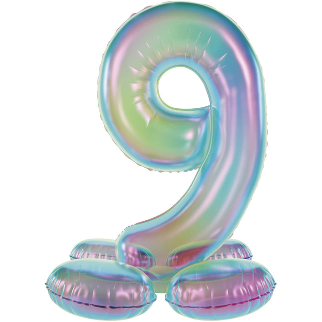 Globo Figura 9 Años Estándar Holográfico Vacío 72cm