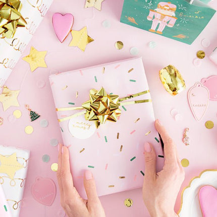 Cadeau Stickers Kerst Roze van Partydeco koop je bij Partywinkel