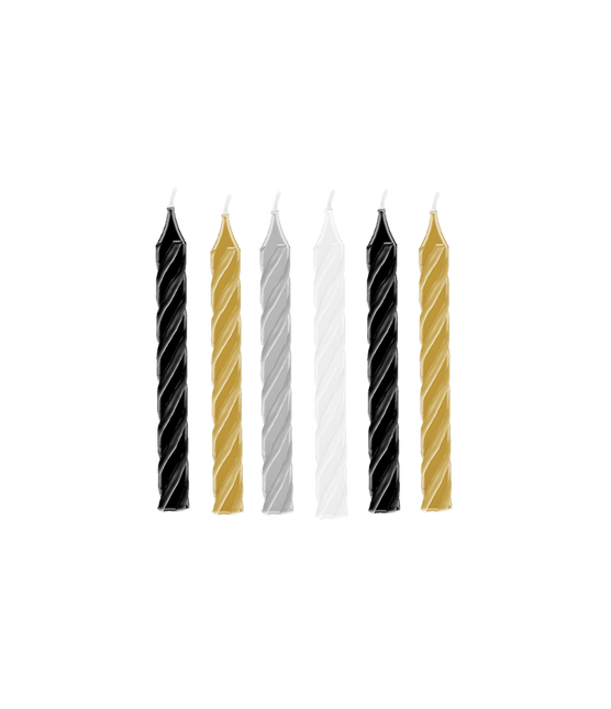 Velas Mix Oro Plata Blanco Negro