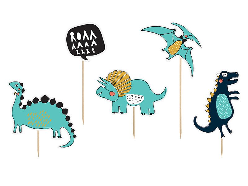 Caketopper Dinosaurs 20cm 5st van Partydeco koop je bij Partywinkel
