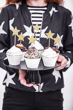 Caketopper Sterren Goud 11,5cm 6st van Partydeco koop je bij Partywinkel