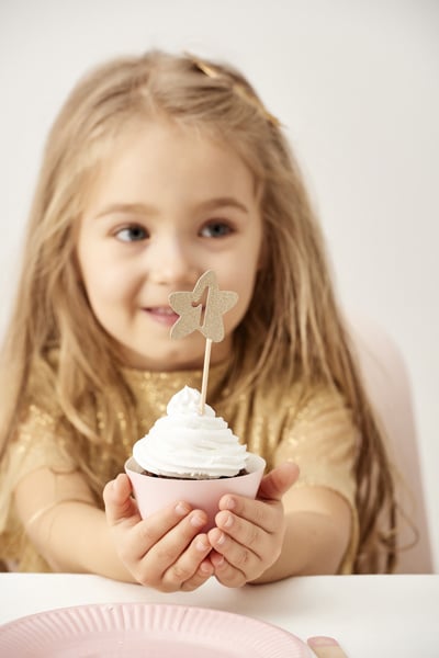 Caketoppers 1 Jaar Goud 6st van Partydeco koop je bij Partywinkel