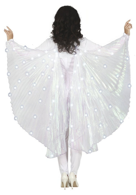 Cape Wit Dames Met Licht van Fiestas Guirca koop je bij Partywinkel