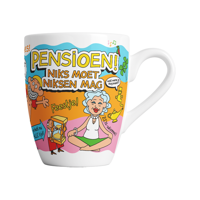 Taza de dibujos animados - Jubilación, nada debe