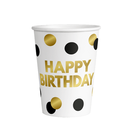 Tazas Feliz Cumpleaños Puntos 8cm 8pcs