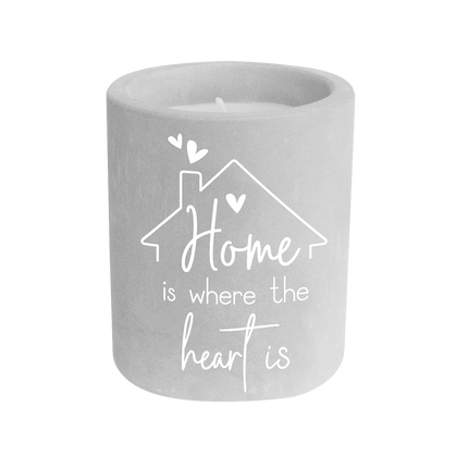 Vela de Cemento Gris El hogar es donde está el corazón 8cm